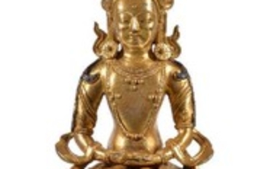 A Sino-Tibetan gilt bronze Amitayus