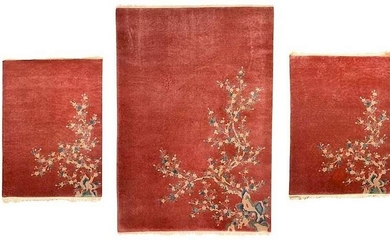 Three Peach Colored Chinese Rugs