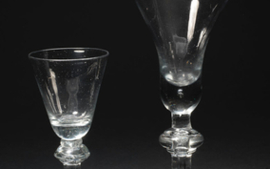 Two baluster wine glasses, circa 1720-30