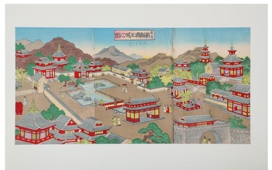 TWO JAPANESE WOODBLOCK PRINT TRIPTYCHS.