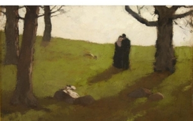 WILLIAM LANGSON LATHROP (american 1858-1938) THE LOVERS Signed 'W...