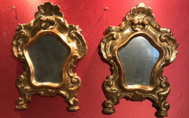 Frames for cartagoria turned into mirrors (2) - Baroque - Gilt, Wood - Second half 18th century
