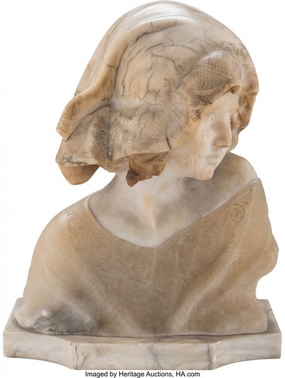 28225: A Carved Alabaster Bust of a Woman, 19th century