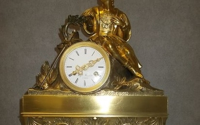 Mantel clock - Hub le Michel a Paris - Bronze (gilt/silvered/patinated/cold painted) - Early 19th century