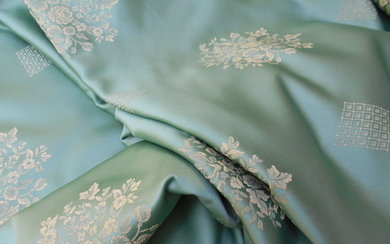 5 m Damask Jacquard Fabric Color mint green - Textiles - 1975-2000
