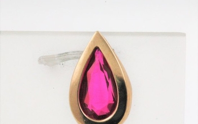 14 kt. Yellow gold - Pendant Synth. Spinel Ruby