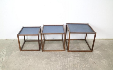 3 Mid-Century Modern Nesting Square Rosewood Tables