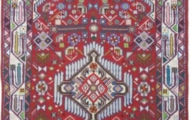 3' x 4' Red Persian Hamadan Rug 82194