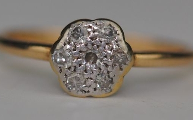 Diamond Cluster (0.14ct) - 18 kt. Platinum, Yellow gold - Ring