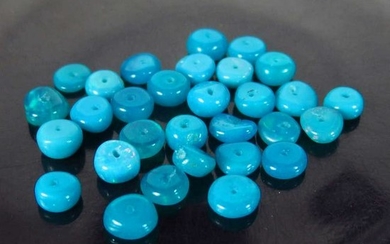 3.91 Ct Genuine 30 Drilled Round Blue Fire Opal Beads