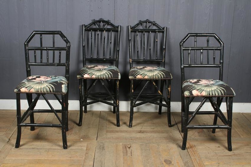 4 Orientalist Bamboo Dining Chairs - 2 Pairs