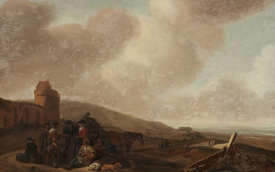 Esselens - Dune Landscape with Travellers and Merchants
