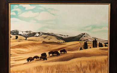 Oil on Board Bison in the Yellowstone