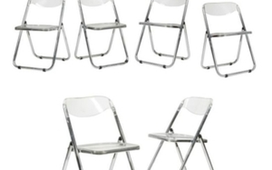 Folding Chairs - Lucite & Chrome - Six