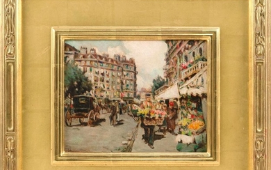 LUTHER EMERSON VAN GORDER, Ohio/New York, 1861-1931, A Paris boulevard, circa 1910., Oil on canvas board, 8.25" x 10". Framed 16.5"...