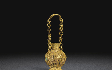 A VERY RARE MINIATURE GOLD BOTTLE, EASTERN HAN-JIN DYNASTY, 3RD-4TH CENTURY AD