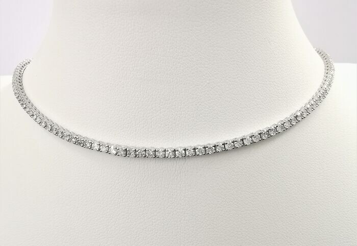 5.72 ct vs diamond choker necklace also worn as a bracelet - 14 kt. White gold - Necklace - 5.72 ct Diamond - AIG Lab Report No Reserve