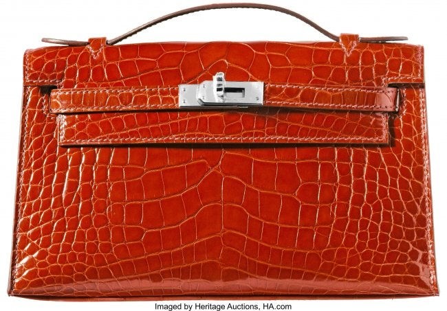 58025: Hermès Shiny Sanguine Alligator Kelly Poc