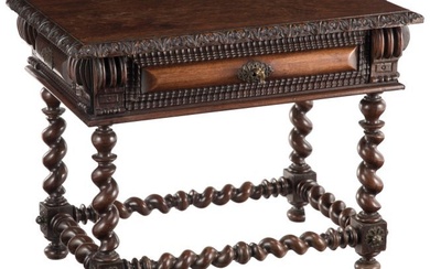 61025: A Portuguese Carved Walnut Miniature Table, 19th