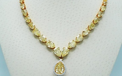 71.02ctw GIA Fancy Yellow and Light Yellow Diamond Necklace/Ring