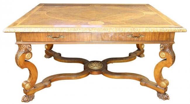 An Italian Alberto Issel partial gilt library table