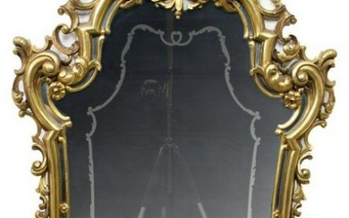 FRENCH LOUIS XV STYLE SHAPED GILT WOOD MIRROR