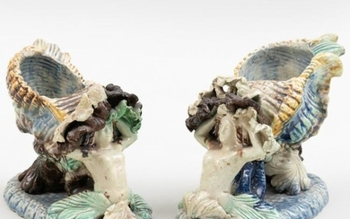 Pair of Staffordshire Pearlware Shell Form Salts