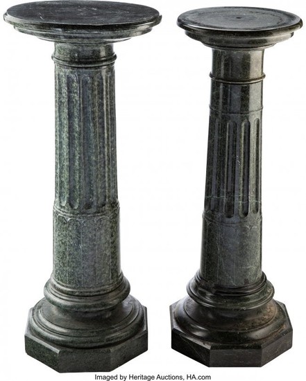 74325: Two Green Marble Sculpture Columnar Pedestals, 2