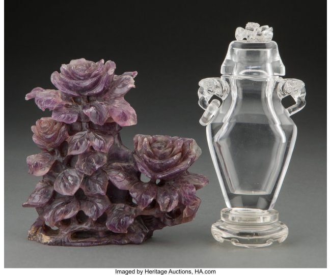 78025: A Chinese Carved Amethyst Covered Urn and a Chin