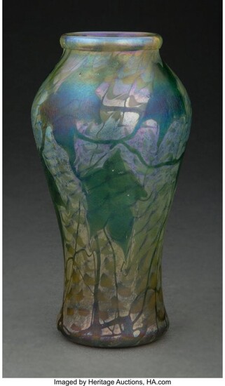 79025: Tiffany Studios Decorated Favrile Glass Leaf and