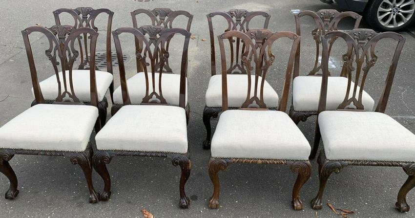 8 Queen Anne Style Claw Foot Dining Chairs