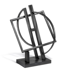 884/625: Robert Jacobsen: "Carré avec double courbe", 1987. Signed R.J. Black painted iron. H. 51 cm.
