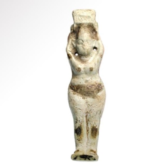 Egyptian Faience Figure of a Basket Carrier, Middle