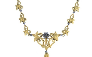 A 1960s 18ct gold sapphire necklace.Import marks for