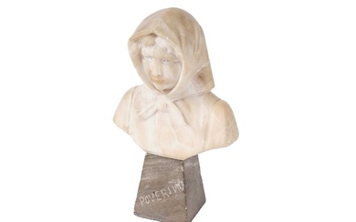 A 19th Century alabaster bust of a young girl
