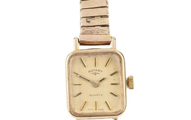 A 9ct gold lady's Rotary wristwatch, the rectangular dial with...