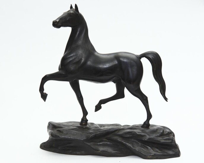 A BRONZE STUDY OF A PRANCING HORSE, 37 CM WIDE, 40 CM HIGH, LEONARD JOEL LOCAL DELIVERY SIZE: MEDIUM