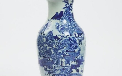 A Blue and White 'Landscape' Vase, Early 20th Century
