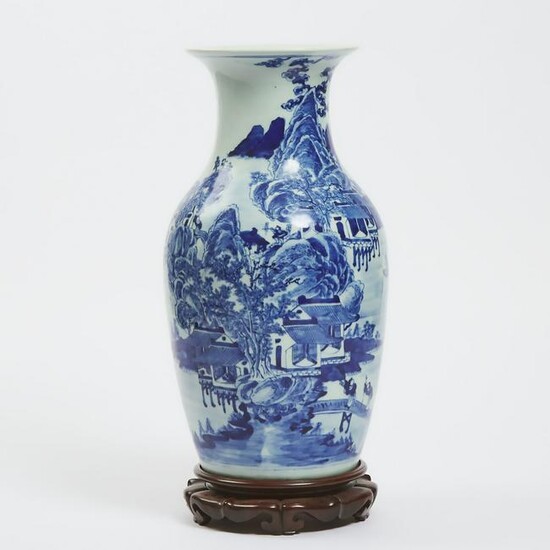 A Blue and White 'Landscape' Vase, Early 20th Century