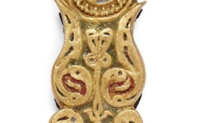 WITHDRAWN. A Byzantine enamelled gold belt buckle, circa 7th century...
