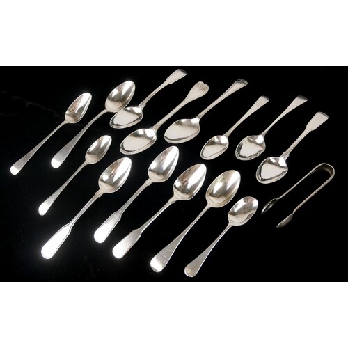 A COLLECTION OF FIFTEEN GEORGIAN SILVER AND LATER TEASPOONS ...