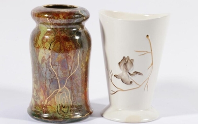 A Carlton Ware Vase (H 18cm) Together with Another Example (Signed to Base Muller, H:19cm)