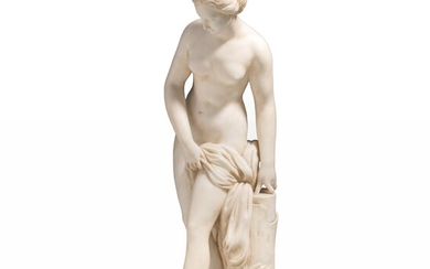 A Carrara marble sculpture of the bathing Venus, H 79 cm