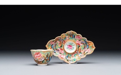 A Chinese Canton famille rose gilt-decorated cup and stand w...