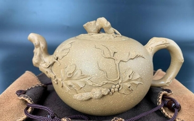 A Chinese Yixing Zisha Plum pile Teapot Mark Jiangrong
