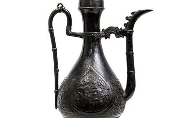 A Chinese bronze wine ewer Ming dynasty, Jiajing period Of typical pear-shaped...