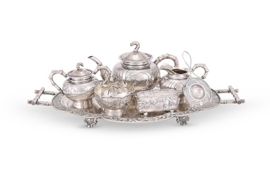 A Chinese composite silver Cabaret set