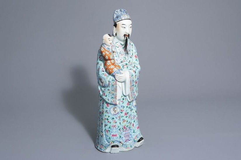 A Chinese famille rose Fu Xing figure, 19th/20th...