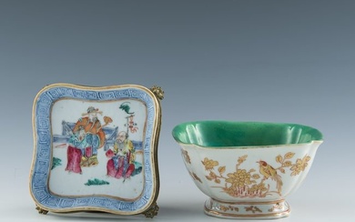 A Chinese famille rose bowl and plate, 19th century