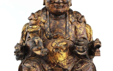 A Chinese wood carved and lacquered figure